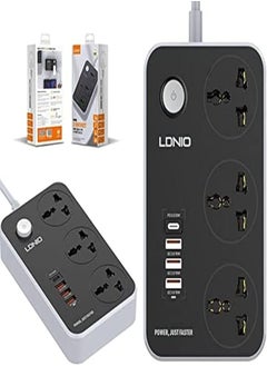 اشتري LDNIO SC3412 PD Fast Charge 20W Power Supply Cord and Charger with 3 Power Ports and 3 USB 3.0 Ports Fast Charge في مصر