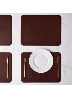 اشتري 4Pieces Leydi Leather Placemat - Brown في مصر