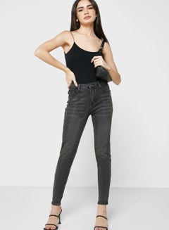 Buy High-Waisted Fitted Jeans in Saudi Arabia