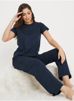 Buy Solid Cotton T-Shirt & Pyjama Set in Saudi Arabia