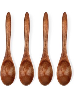 Buy 4-Pieces Tableware Wooden Spoon Set Brown — 14.5cm (Honey Spoon for Tea, Wooden Spoons For Eating, Mini Wood Serving Spoons for Coffee Tea Jar Condiment) in Saudi Arabia