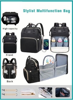 اشتري Baby Diaper Bag Backpack, Multifunction Diapers Changing Station & Toy Bar for Outdoor and Travel, Infant Shower Gifts, Large Capacity, USB Port, 3 Toys في الامارات