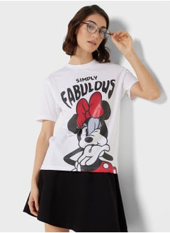 Buy Minnie Glitter Bow Print T-Shirt in Saudi Arabia