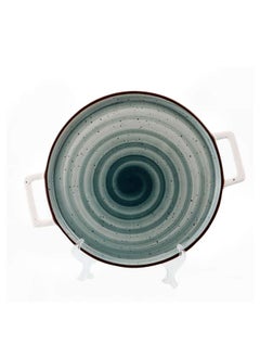 Buy Color Glaze Porcelain Pizza Plate 32.5x26.5 cm,Green in UAE