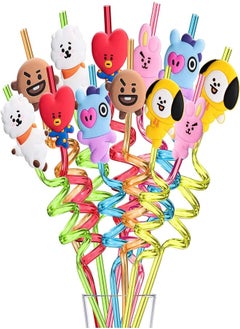 اشتري Reusable Cartoon Drinking Plastic Straws - 8 Pieces Random Shape في مصر