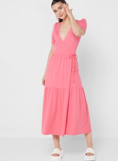 Buy Tiered Wrap Midi Dress in UAE