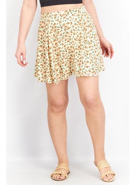 اشتري Women Floral Print Mini Skirt, Yellow Combo في الامارات