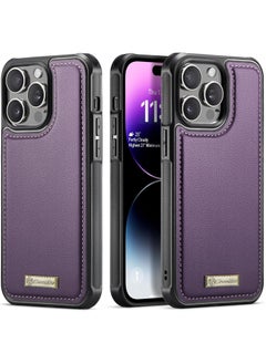 Buy CaseMe Phone Case Compatible with IPhone 14 Pro Max Luxury PU Leather Back Cover Cover Magnetic Wireless Charging Compatible with IPhone 14 Pro Max (Purple) in Egypt