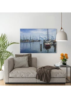 Buy Canvas Wall Art, Abstract Framed Portrait of Shoreline view of yachts on calm in Egypt