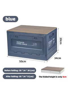 Buy Outdoor Living Space Storage Box Multifunctional Outdoor Foldable Camping Table Storage Box 50L With Wooden Lid For Camping Fishing Picnic Camping Table Coffee Table Trunk Storage Blue 30x50x34cm in Saudi Arabia