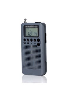 اشتري HRD-104 Portable AM/ FM Stereo Radio Pocket 2-Band Digital Tuning Radio Mini Receiver Outdoor Radio w/ Earphone Lanyard 1.3 Inch LCD Display Screen في السعودية
