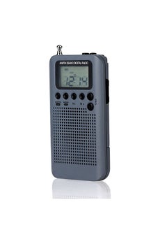 اشتري HRD-104 Portable AM/ FM Stereo Radio Pocket 2-Band Digital Tuning Radio Mini Receiver Outdoor Radio w/ Earphone Lanyard 1.3 Inch LCD Display Screen في الامارات