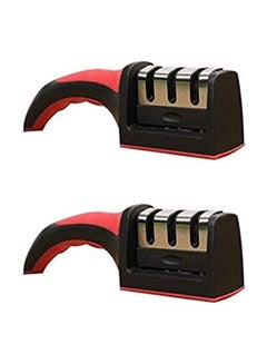 Buy 2Piece Knife Sharpener Professional 3 Stage Sharping System For Steel Knives Set Black (Assorted Colors) in Egypt