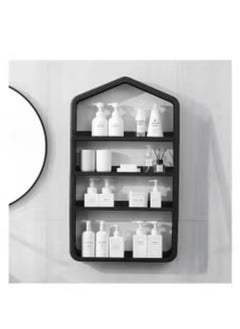 اشتري Bathroom Rack Makeup Organizer Shelf Wall-Mounted Cosmetic Storage Racks Multi-layer Storage Shelf Cosmetic Organizer Nail-free Vanity Storage Racks for Home Bathroom Organizer 49.5x9x82.5 cm في الامارات