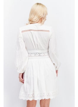 Buy Women Embroidered Mini Dress, White in UAE