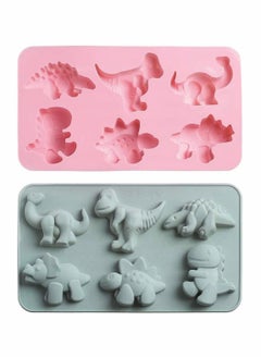 Buy 2 Pcs Cute Dinosaur Silicone Cake Molds Kid' s Cartoon Dino Chocolate Gummy Mold Tray 6 Grids DIY Handmade Soap Different Shapes Candy Fondant Mould Baking Decorating Tools in UAE