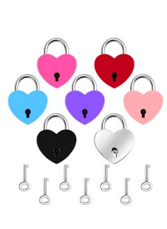 Buy 7 Piece Small Padlock Mini Lock Alloy Heart Shaped Lock with Key Suitcase Lock Lock Locker Decorative Diary Lock Love Decorative Lock for Box Diary Luggage (Multi Color) in Saudi Arabia