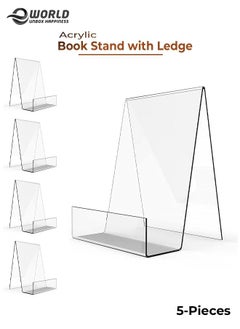 Buy 5 pieces Acrylic Book Stand with Ledge, Clear Display Easel, Tablet Holder for Displaying Pictures, Books, Music Sheets, Notebooks, Artworks and CDs in UAE