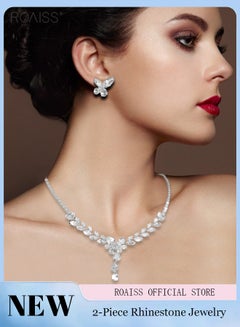 Buy 2-Piece Set Women's Jewelry Shiny Diamond Bridal Jewelry Exquisite Craftsmanship Banquet Jewelry Set in UAE