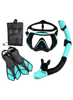 Buy Diving Mask Fins Snorkel Set with Adult Snorkeling Gear Panoramic Diving Mask Fins Dry Top + Travel Bag  Lap Swimming Set in UAE