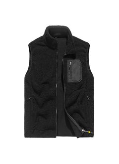 Buy Mens Autumn Fleece Vest Sporty Sleeveless Jacket 68J29 Black in UAE