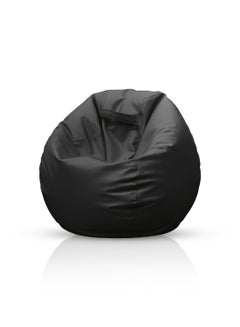 Buy PVC  Bean Bag Filled Multi Purpose Faux Leather Bean Bag Black in UAE