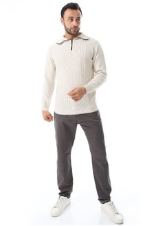 اشتري Multi Knitted Patterns Pullover_Off White في مصر