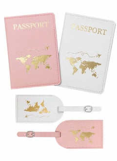 اشتري Luggage Tags, 2 Pcs Airplane Passport Covers and 2 Pcs Luggages, Holder Travel Suitcase Tag Case Organizer, Bag Labels في الامارات