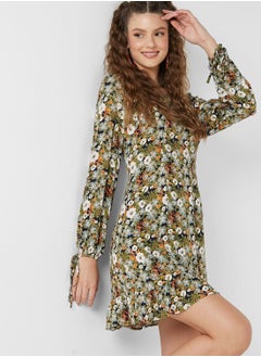 Buy Printed Square Neck Dress in Saudi Arabia