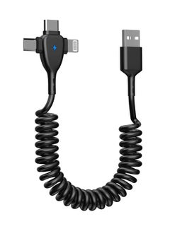 Buy 3 in 1 Coiled Lightning Cable for Car Coil iPhone Charger Cable, USB Cable Fast Charger Compatible with Lightning Type-C Micro USB for iPhone 14 13 12 11 XS XR X 8 7 Support iOS Android Tablets PC in Saudi Arabia