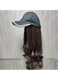 اشتري Summer Hat Wig One Piece Detachable Big Wave Rhinestone Baseball Hat في الامارات