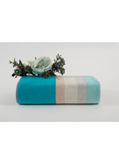 Buy Cross Stripe 500 Gsm 100% Cotton Terry -Cross Stripe Design1 Hand Towel 50X90 CmLuxury Touch Extra Absorbent-Sky Blue in UAE