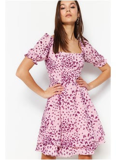 اشتري Pink Flounce Skater/Belt Opening Mini Lined Woven Dress TWOSS23EL01171 في مصر