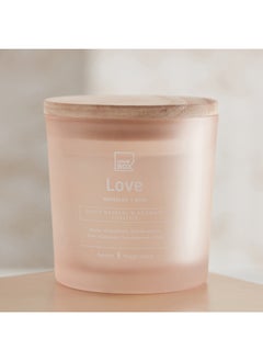 اشتري Sentiment Love Frosted Glass Jar Candle with Wooden Lid 320 g في الامارات