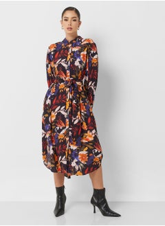 Buy Button Detail Printed Shirt Dress in UAE