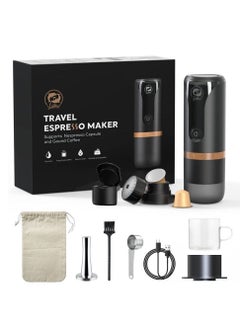 Buy Portable Espresso Maker, 12V Electric Travel Coffee Machine, Golden 9 Bar Pressure Rechargeable Battery Mini Espresso Machine to Make Rich Crema Coffee, Support to Use N espresso Pods & Ground Coffee in UAE