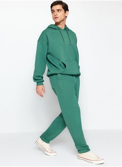 Buy Green Oversize / Wide Cut Elasticized Basic Fleece Cotton Tracksuit Set TMNAW24EM00002 in Egypt