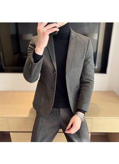 اشتري Mens Casual Blazer Slim Korean Spring-Fall Gray في السعودية