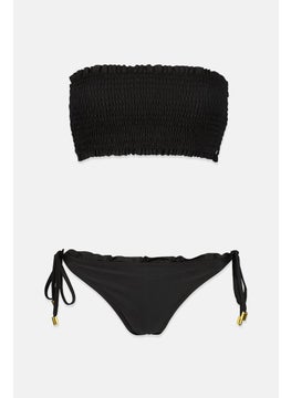 اشتري Women 2 Pieces Textured Non,Padded Bikini Set, Black في السعودية