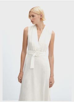 Buy Belted V-Neck Dress in UAE