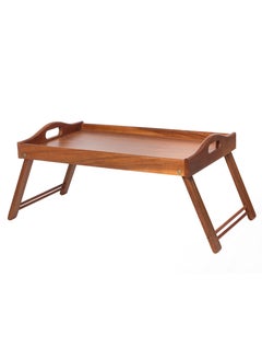 Buy Acacia Wood Bed Tray with Foldable Legs Brown in UAE