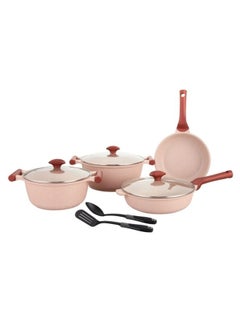 Buy Prestige Essentials 9pcs Pots and Pans Set | Nonstick Cookware Sets |  Granite Pots Set | Kitchen Induction Pots and Pans Cooking Sets | Pan Sets for Cooking - Pink in UAE