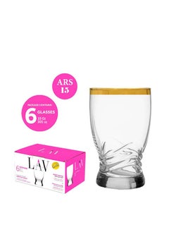 Buy 6 Piece Adrasan 15 Glass Golden Rim Elegant Design 10.25 oz -Clear in Egypt