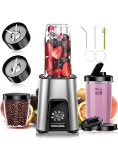 Buy 3-in-1 Personal Compact Sports Blender for Shakes and Smoothies, Personal Size Blenders for Kitchen with 6 Fins Blender Blade, 2 * 22 oz/650 ML To-Go Cups and 1*10oz/300ml Grind Cup 450W in Saudi Arabia