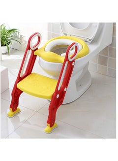 Buy Potty Training Seat for Kids, Adjustable Toddler Potty Chair with Sturdy Non-Slip Step Stool Ladder, Step Potty Ladder Toilet Training Seat for Baby (Red) in Saudi Arabia