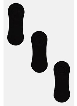 Buy Men 3 Pair Round Invisible Socks, Black in UAE