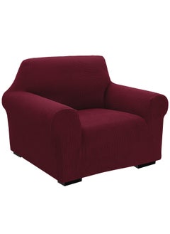 Buy High Stretch 1 Seater Sofa Cover Soft Brushed Fabric Couch Cover Exquisitely Full Coverage Furniture Protector Slipcover One Seater Fits on Standard and Recliner Sofa 80-120cm Size Burgundy in UAE