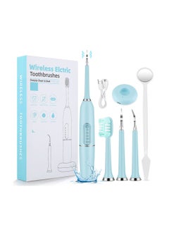 Buy Electric Water Flosser Oral Irrigator Set with 5 Modes Blue in Saudi Arabia