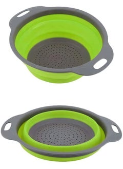 اشتري 2 in 1 Foldable Silicone Kitchen Strainer Colander - Green في الامارات