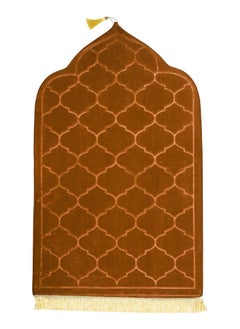 اشتري Embossed Prayer Mat Anti-Slip Velvet Top Islamic Prayer Mat Dome Style Thick Padded Sajadah Prayer Rug for Men Women Eid Gift Ramadan Light Brown 70x110 cm في الامارات